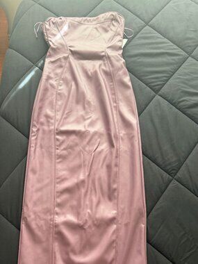 Blashe Mauve Faux Leather Open Back Dress.